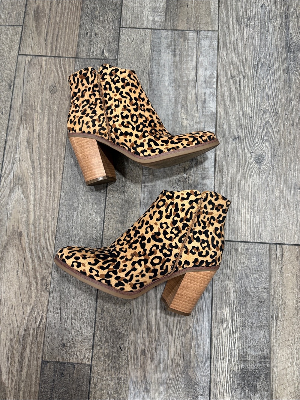 Maurices Leopard Print Ankle Booties in Tan and Black